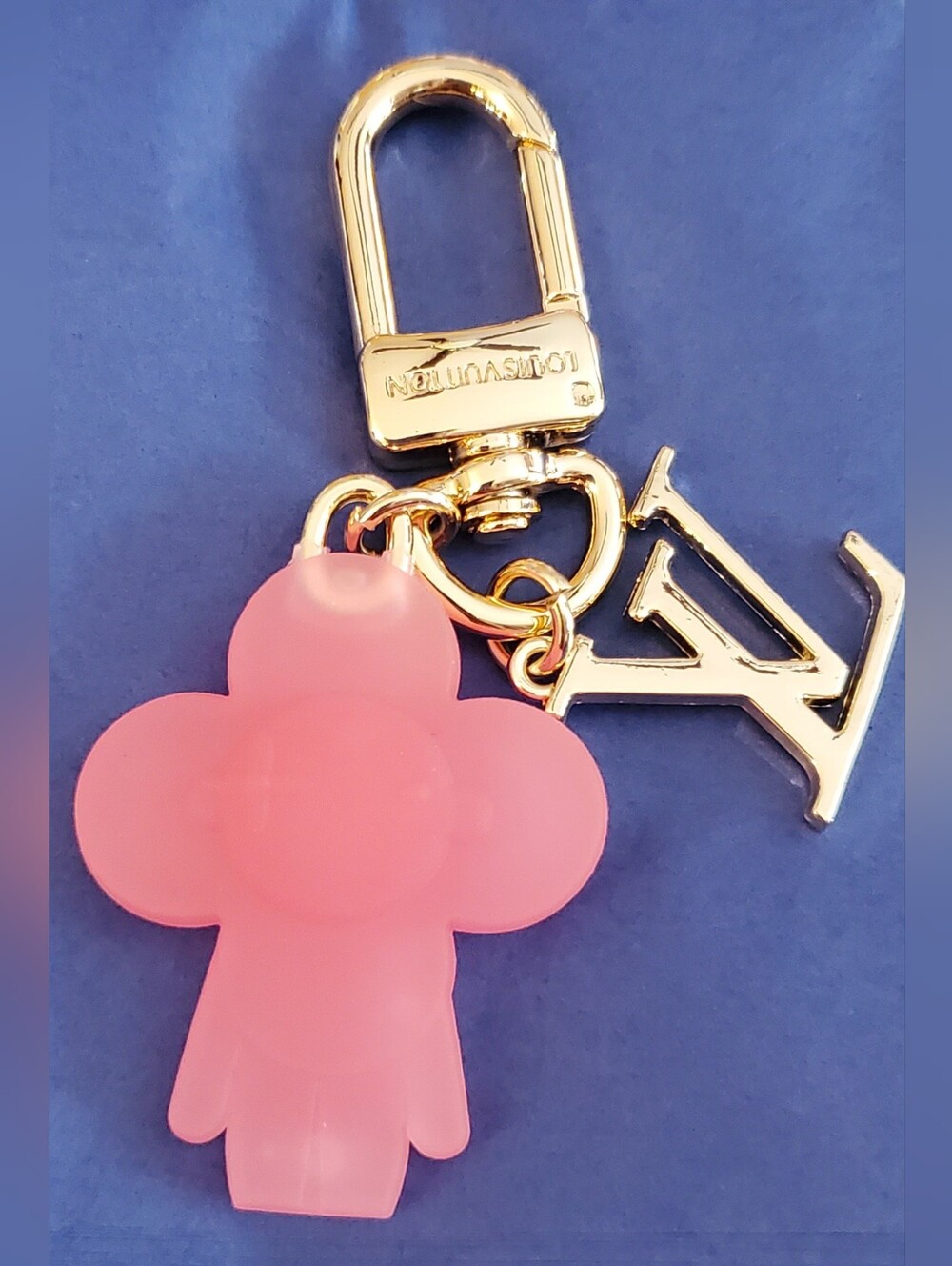 Pink Gummy Vivienne Like Flower Character Charm And Gold Tone?Keyring